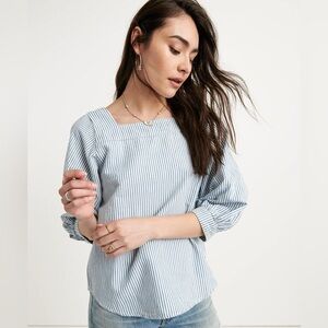 Lucky Brand Popover Blue Striped 3/4 Sleeve Shirt Women’s 3X / 3G Plus Size